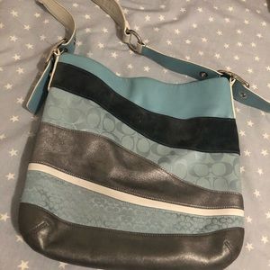 Blue multi color coach shoulder bag